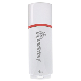 Флеш-диск 4 GB, SMARTBUY Crown, USB 2.0, белый, SB4GBCRW-W