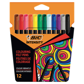 Фломастеры BIC "Intensity", 12 ЦВЕТОВ, вентилируемый колпачок, европодвес, 978004