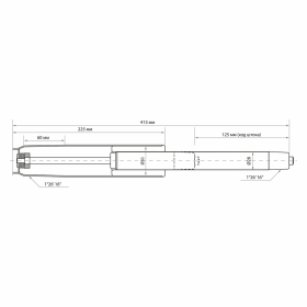 Газлифт B-140 стандартный, ХРОМ, длина в открытом виде 413 мм, d 50 мм, класс 2, WBZ, 533074