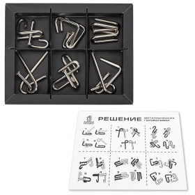 Головоломки металлические большие ЗОЛОТАЯ СКАЗКА, набор 6 штук, ГВОЗДИ, 664925