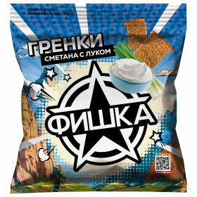 Гренки ржаные ФИШКА со вкусом альпийской сметаны и лука, 40 г, 21120