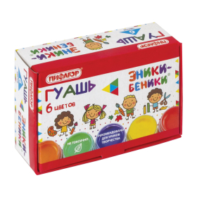Гуашь ПИФАГОР ЭНИКИ-БЕНИКИ", 6 цветов по 10 мл, 191329