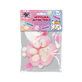 Игрушка-антистресс "ДВУХЦВЕТНАЯ КОШАЧЬЯ ЛАПКА С ПОМПОНАМИ", 7*6см, ассорти 4 вида, дисплей, JOLLY JOT (ДЖОЛЛИ ДЖОТ), 665768