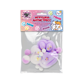 Игрушка-антистресс "ЦВЕТНАЯ КОШАЧЬЯ ЛАПКА С ПОМПОНАМИ", 7*6см, ассорти 4 вида, дисплей, JOLLY JOT (ДЖОЛЛИ ДЖОТ), 665770