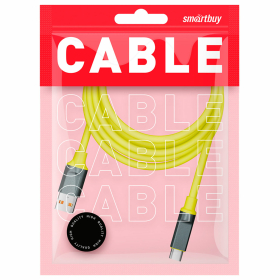 Кабель BOLD USB – Type-C, 1 м, 3 А, SMARTBUY, для быстрой зарядки и передачи данных, толстый, желтый, 18133, 3112BOLD-YELLOW