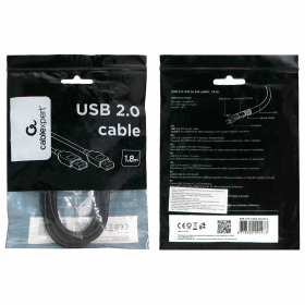 Кабель USB 2.0 AM-AM, 1,8 м, CABLEXPERT, двойной экран, медь, Pro, черный, пакет, CCP-USB2-AMAM-6