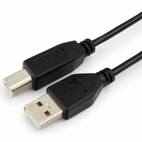 Кабель USB 2.0 AM-BM, 1,8 м, ГАРНИЗОН, медь, черный, пакет, GCC-USB2-AMBM-1.8M, 14371