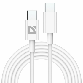 Кабель USB Type-C-Type-C, 60 Вт, белый, 2 м, DEFENDER F182, 87538
