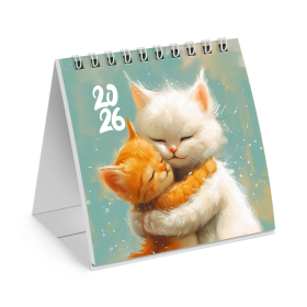 Календарь-домик настольный на гребне, 2026 г., BRAUBERG, 101х101 мм, "Котики", 117274