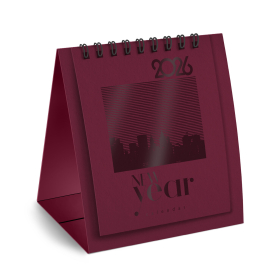 Календарь-домик настольный на гребне, 2026 г., BRAUBERG, 110х120 мм, БОРДОВЫЙ, 117284