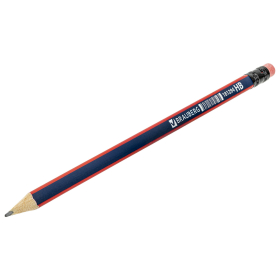 Карандаш чернографитный BRAUBERG, 1 шт., "Stripes", HB, трехгранный, с ластиком, корпус синий/красный, 181294