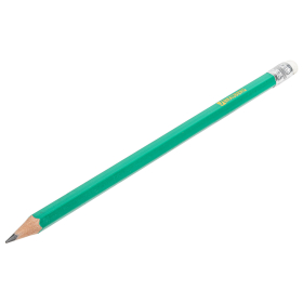 Карандаши чернографитные BRAUBERG НАБОР 12 шт., НВ, с резинкой, пластиковый зеленый корпус, 180678