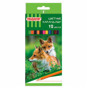 Карандаши цветные ПИФАГОР "ЛЕСНЫЕ ЖИТЕЛИ", 12 цветов, шестигранные, 181334