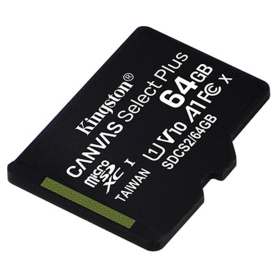 Карта памяти microSDXC 64 ГБ, KINGSTON Canvas Select Plus, UHS-I, 100 Мб/с (class 10), SDCS2/64GBSP