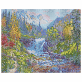 Картина стразами (алмазная мозаика), 40х50 см, ОСТРОВ СОКРОВИЩ "Горный ручей", без подрамника, 663864