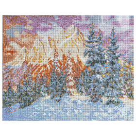 Картина стразами (алмазная мозаика) 40х50 см, ОСТРОВ СОКРОВИЩ "Закат в горах", без подрамника, 662580