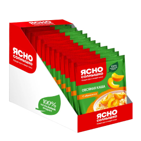 Каша овсяная ЯСНО СОЛНЫШКО с абрикосом в шоубоксе, 15 шт. по 45 г, 24347