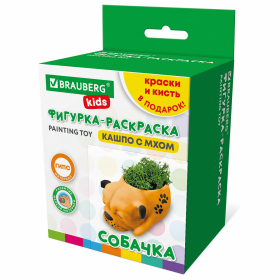 КАШПО ИЗ ГИПСА СО МХОМ, с красками и кистью для росписи, ассорти, BRAUBERG KIDS, 666012