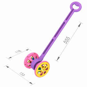 Каталка на палочке "Весёлые колёсики" с шариками, 15x12x55 см, цвет фиолетово-розовый, НОРДПЛАСТ, 760