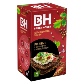 Хлебцы BAKER HOUSE скандинавские цельнозерновые ржаные, 180 г, 19927