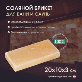 Кирпич из иранской горной соли, 20х10х3 см, цвет микс