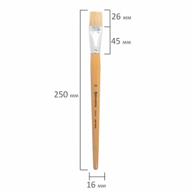 Кисть BRAUBERG, щетина, плоская, № 22, 200207