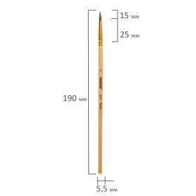 Кисть ПИФАГОР, БЕЛКА, круглая, № 3, деревянная лакированная ручка, с колпачком, 200817