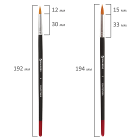 Кисти BRAUBERG, набор 5 шт. (синтетика, круглые № 1, 2, 3, 4, 5), блистер, 200218