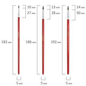 Кисти ПИФАГОР, набор 3 шт. (ПОНИ: круглые № 2, 3, 4), пакет с европодвесом, 200227