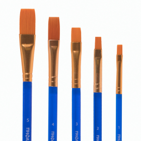 Кисти ПИФАГОР, набор 5 шт. (СИНТЕТИКА: плоские № 1, 2, 3, 4, 5), пакет с европодвесом, 200888