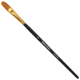 Кисти синтетика BRAUBERG, НАБОР 10 шт., черные (Круглые; Овальные; Плоские; Лайнеры), 201028