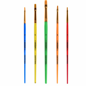 Кисти СИНТЕТИКА набор 5 шт. (плоские № 1, 2, 3, 4, 5), пакет с европодвесом, ЮНЛАНДИЯ, 201077