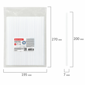 Клеевые стержни, диаметр 7 мм, длина 200 мм, прозрачные, 0,5 кг (58 шт.) BRAUBERG, 671054