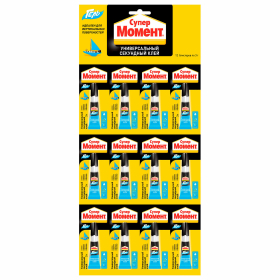 Клей-гель моментальный Супер МОМЕНТ, 3 г, отрывная мультикарта, 622917