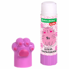 Клей-карандаш "Лапки" Cat Paw, 9 г, фигурный колпачок, 3 шт. на блистере, BRAUBERG KIDS, 271982