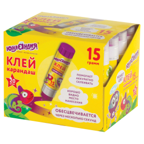 Клей-карандаш цветной ЮНЛАНДИЯ "ЮНЛАНДИК И ХАМЕЛЕОН", 15 г, обесцвечивающийся после высыхания, 227614