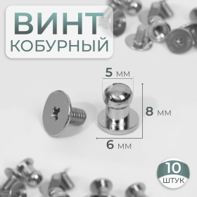 Кобурный винт d = 5/6 × 8 мм, 10 шт, цвет серебряный