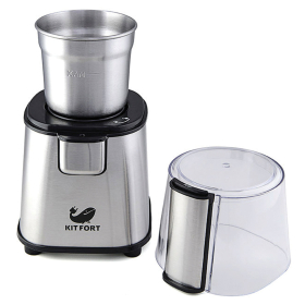 Кофемолка KITFORT КТ-1315, 180 Вт, вместимость 60 г, металл, серебро