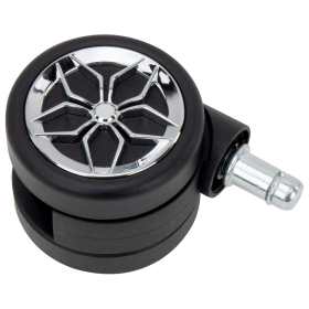 Колеса (ролики) BRABIX для кресла, прорезиненные, ХРОМ, КОМПЛЕКТ 5 шт., шток d 11 мм, черные, короб, 533088