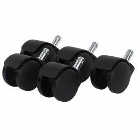 Колеса (ролики) для кресла, пластиковые, КОМПЛЕКТ 5 шт., шток d 11 мм, черные, в пакете, WBZ, 533082