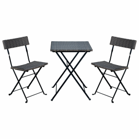 Комплект складной мебели (стол и 2 стула) NOSTRESS Wicker FS-020, металл черный, иск., 680061