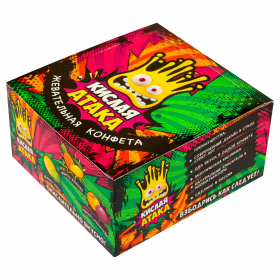 Конфета жевательная КИСЛАЯ АТАКА ассорти 3 вкусов, 11 г, KA-10-1