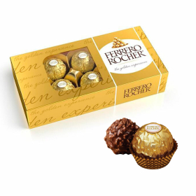 Конфеты шоколадные FERRERO "Rocher" с лесным орехом, 75 г, пенал, 09020СТ0000114