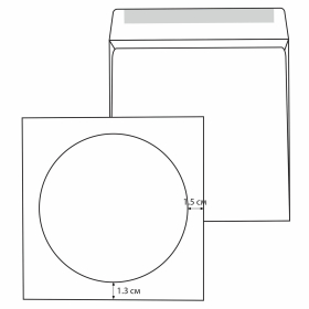Конверты для CD/DVD (125х125 мм) с окном, бумажные, клей декстрин, КОМПЛЕКТ 100 шт., 201070.100