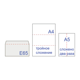 Конверты Е65 (110х220 мм), клей, 80 г/м2, КОМПЛЕКТ 50 шт., клапан автомат, 206.50