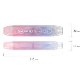 Корректирующая лента двусторонняя BRAUBERG "GRADE PASTEL", 5 мм x 10 м, КОМПЛЕКТ 3 штук, 273026