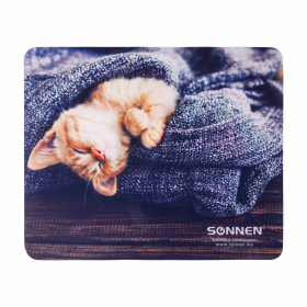 Коврик для мыши SONNEN "KITTEN", резина + ткань, 220х180х3 мм, 513313