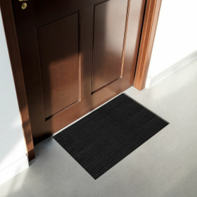 Коврик придверный 45х60 см, ЧЕРНЫЙ пластиковый грязезащитный, толщина 10 мм, "ТРАВКА", PRIMILA, 701063