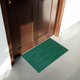 Коврик придверный 45х60 см, ЗЕЛЕНЫЙ пластиковый грязезащитный, толщина 10 мм, "ТРАВКА", PRIMILA, 701065