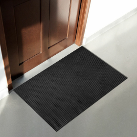 Коврик придверный 60х90 см, ЧЕРНЫЙ пластиковый грязезащитный, толщина 10 мм, "ТРАВКА", PRIMILA, 701066